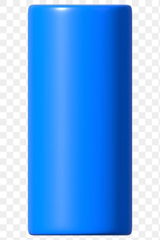 3D blue cylinder png geometric clipart, transparent background