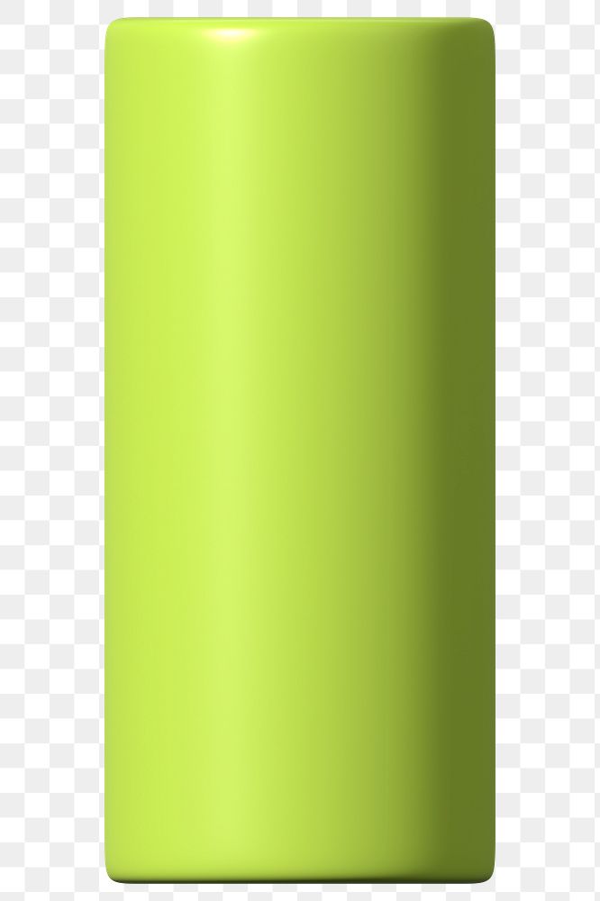 3D green cylinder png geometric clipart, transparent background