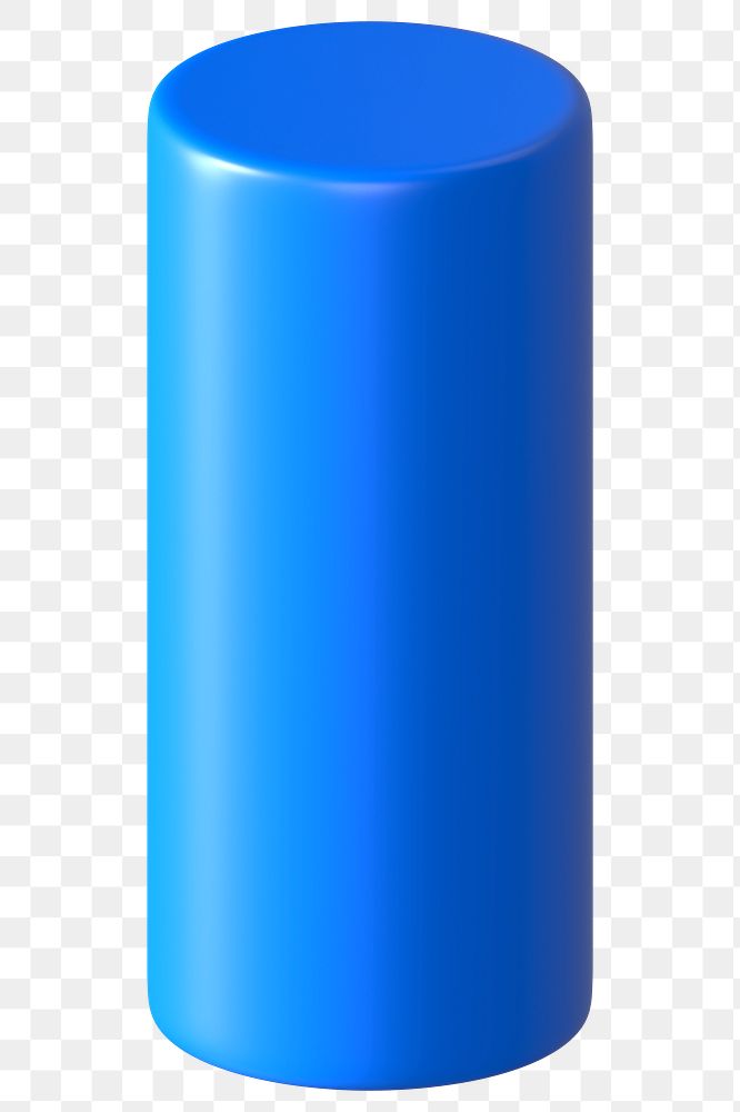 3D blue cylinder png geometric clipart, transparent background