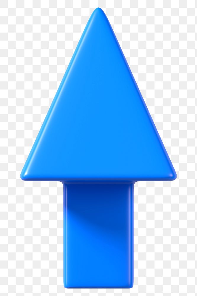 3D blue arrow png up direction clipart, transparent background