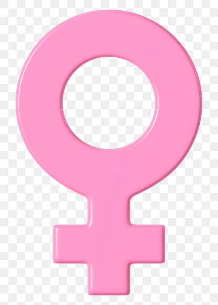 Pink female symbol png 3D sticker, transparent background 
