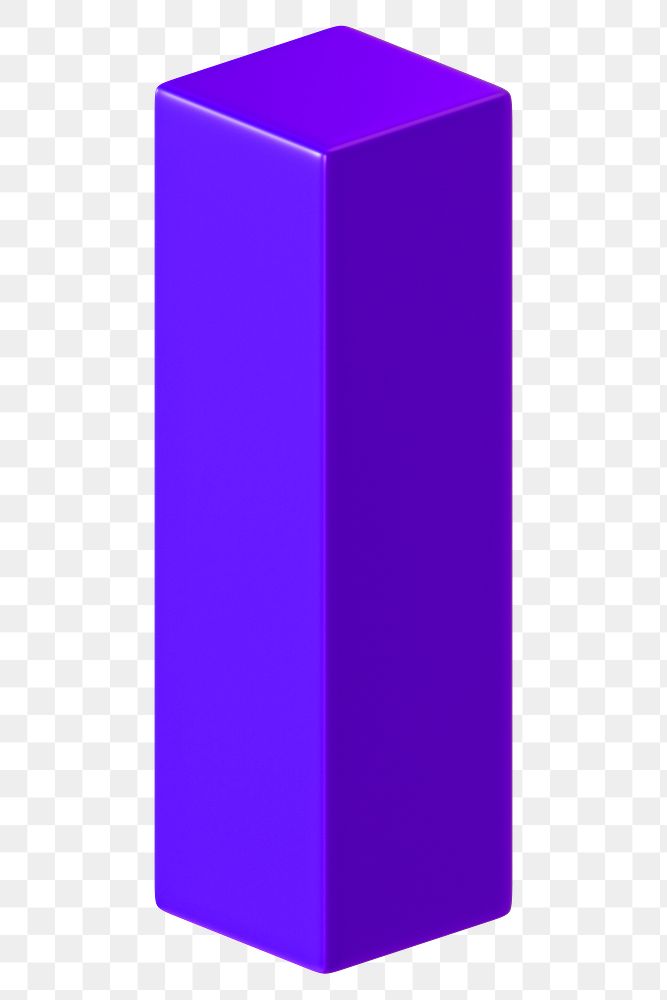 3D purple rectangle png cuboid geometric shape sticker, transparent background