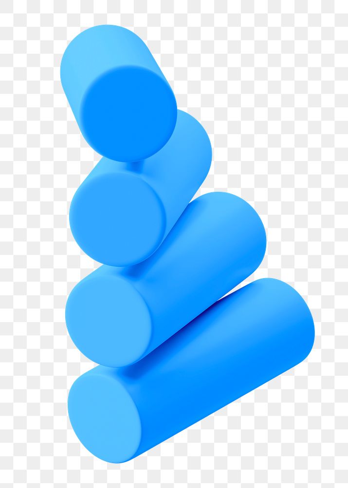 3D tube shapes png sticker, blue graphic, transparent background