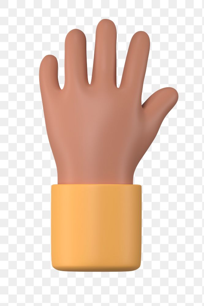 Raised tanned png hand gesture, 3D rendering graphic, transparent background