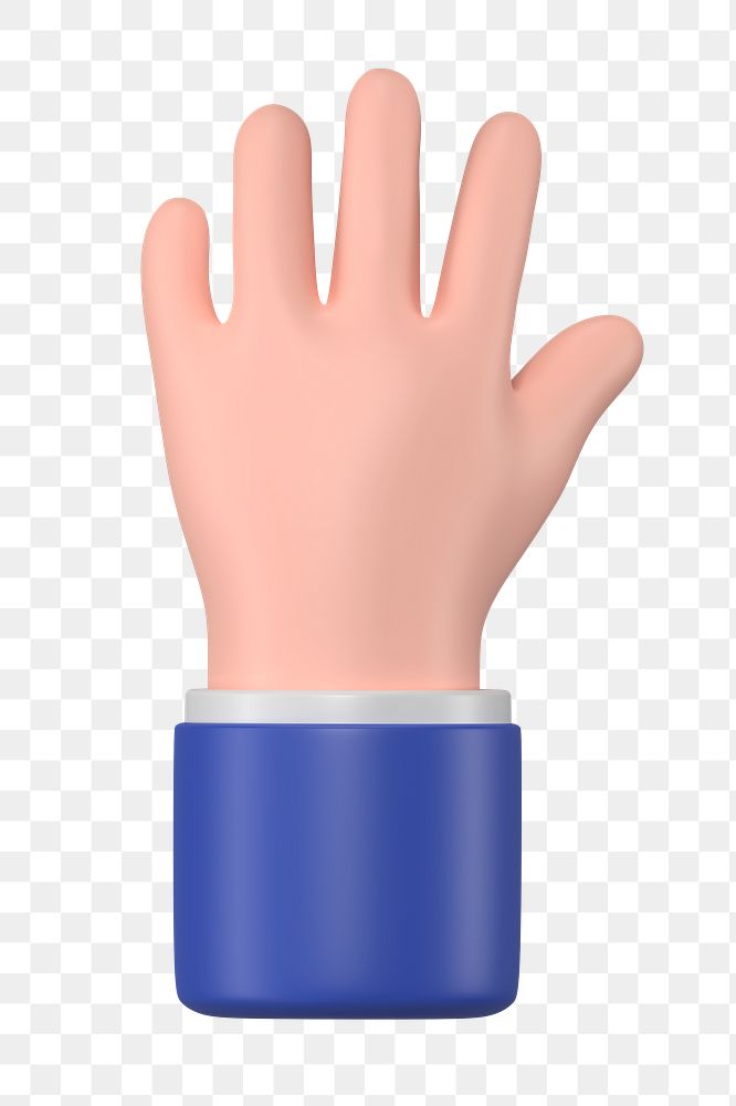Businessman raising hand png gesture, 3D illustration, transparent background