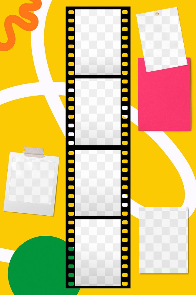 PNG film strip mockup, transparent design