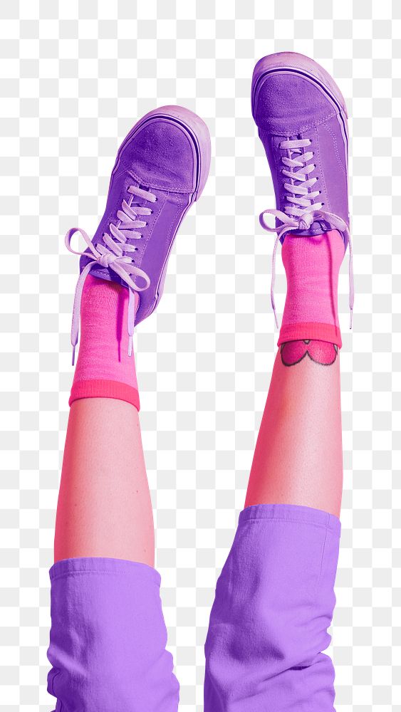 Legs png up in the air sticker, transparent background