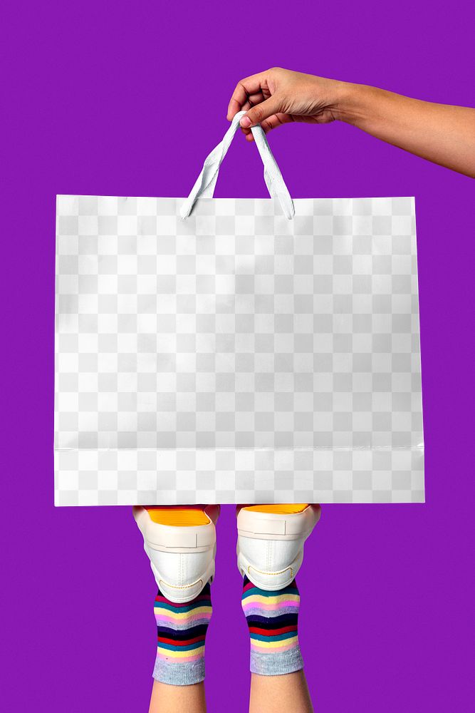 Shopping bag mockup png, transparent design