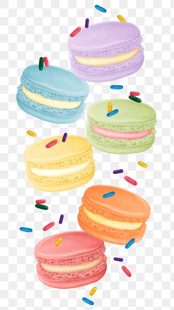 Colorful macaron png sticker, transparent background