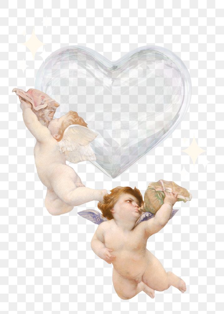 Angels & heart png sticker, transparent background