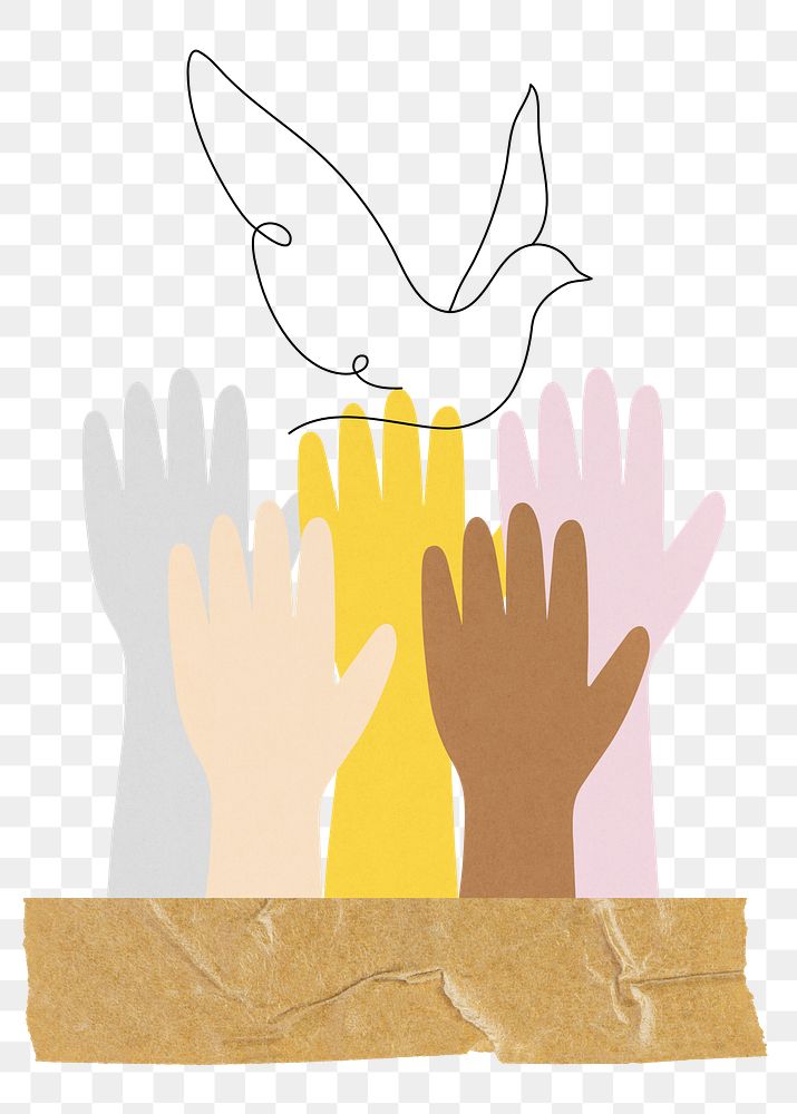 Human rights png sticker, hands, transparent background