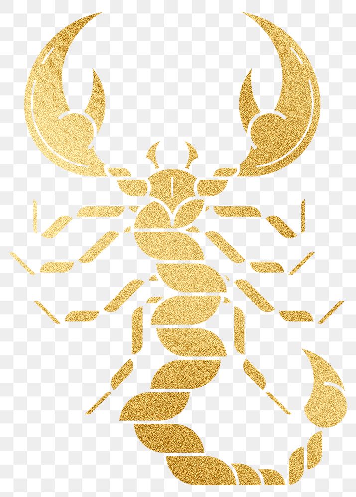 Gold Scorpio  png Alphonse Mucha’s zodiac sign, sticker famous Art Nouveau artwork, transparent background, remixed by…