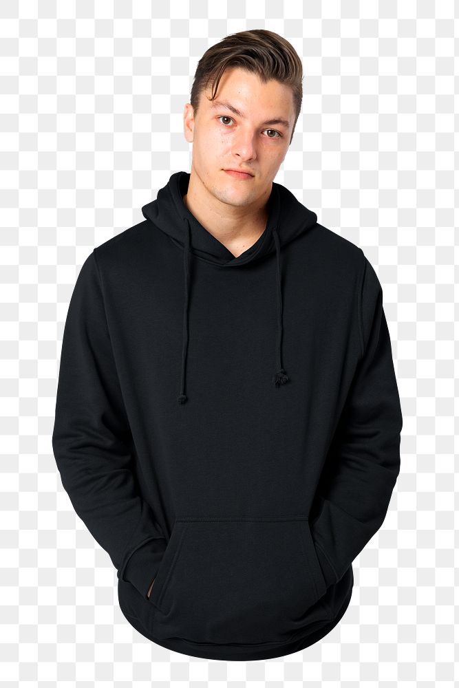 Png casual hoodie man sticker, transparent background