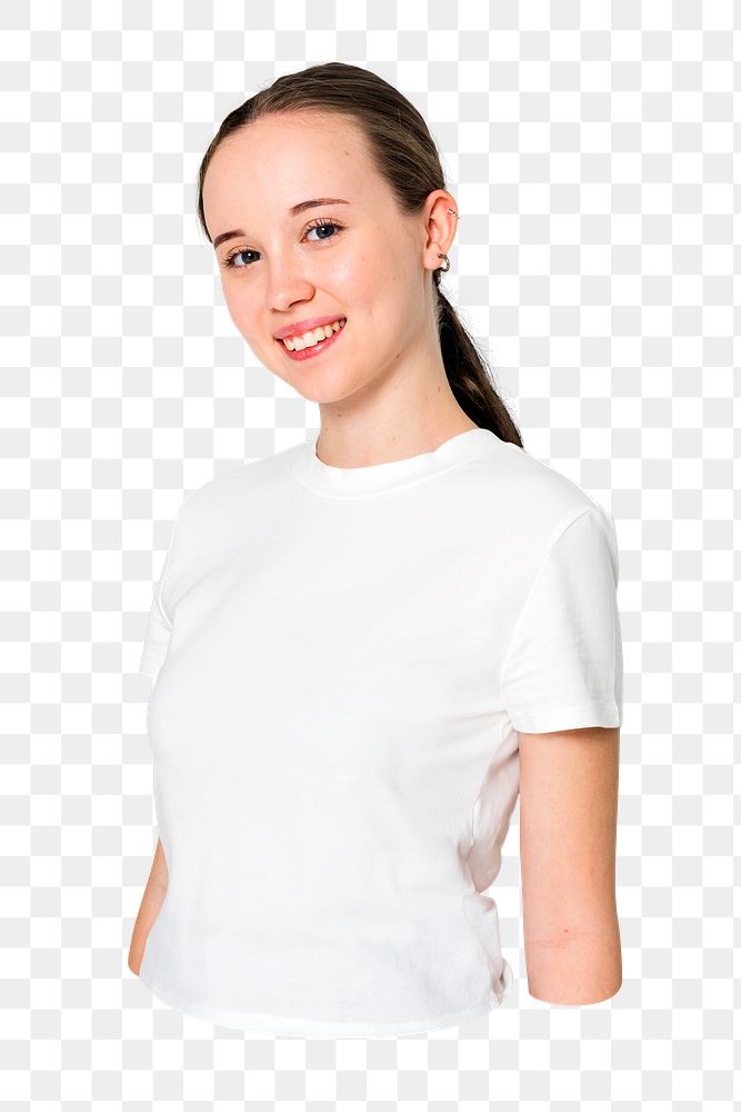 Png joyful teen girl sticker, transparent background