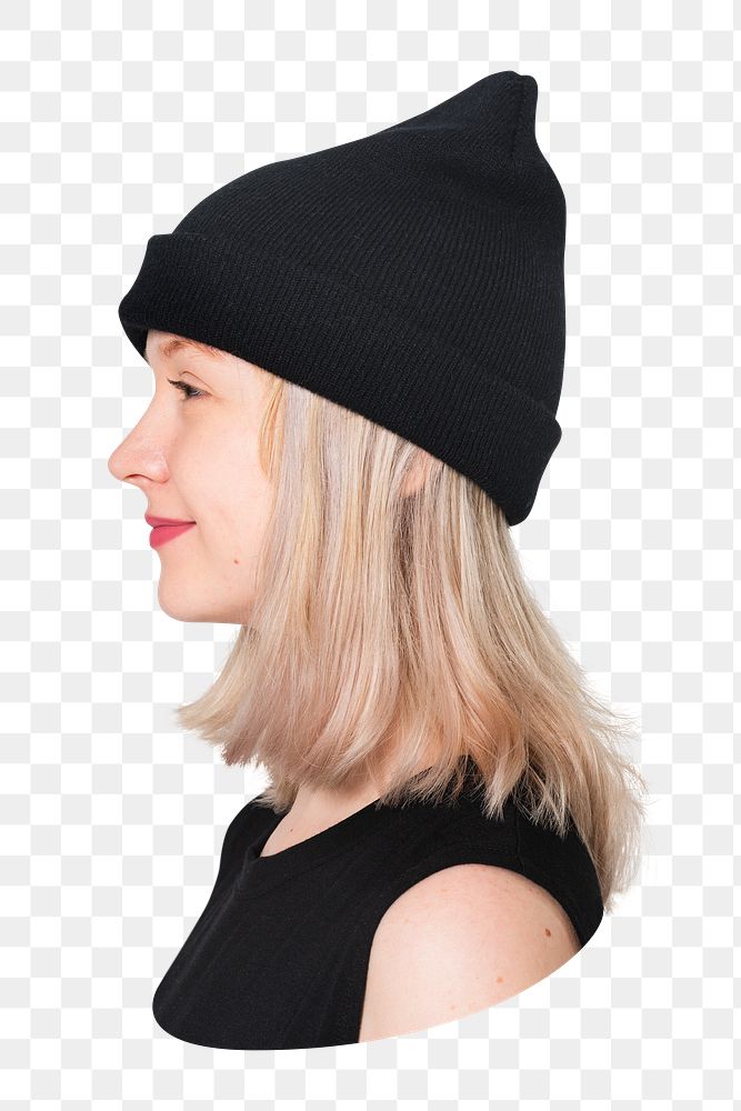 Png beanie hat teen sticker, transparent background