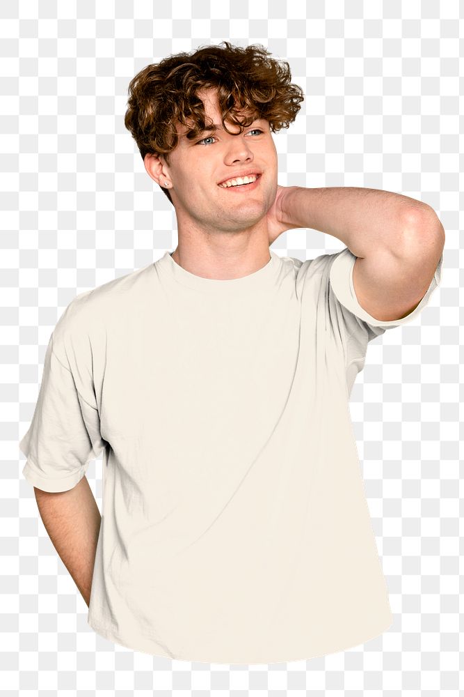 Handsome man png sticker with curly hair, transparent background