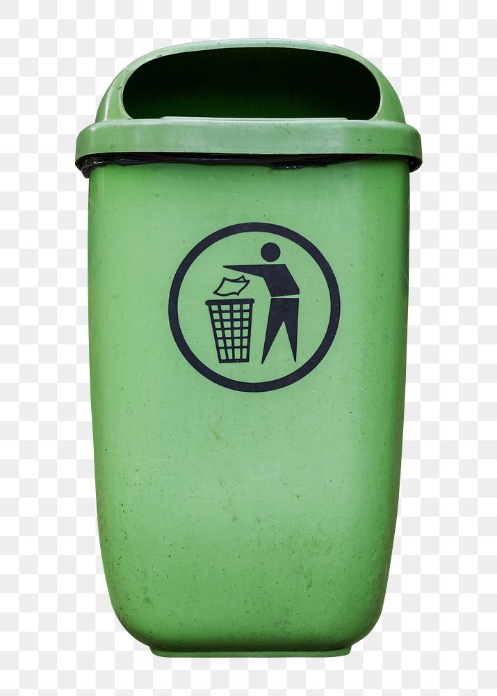 Green garbage bin png sticker, transparent background