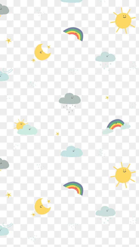 Weather pattern png cute doodle sticker, transparent background