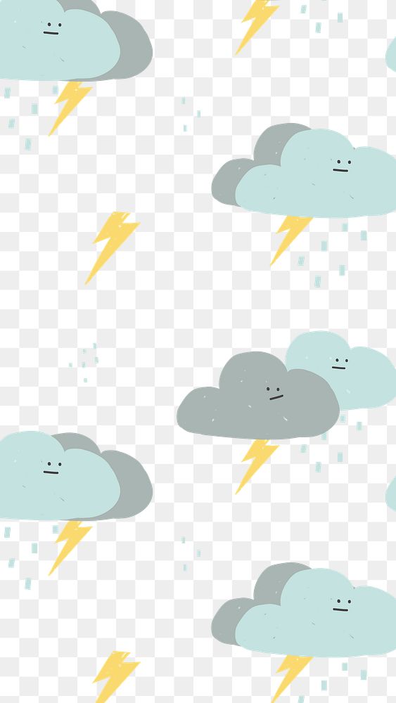 Storm pattern png cute doodle sticker, transparent background