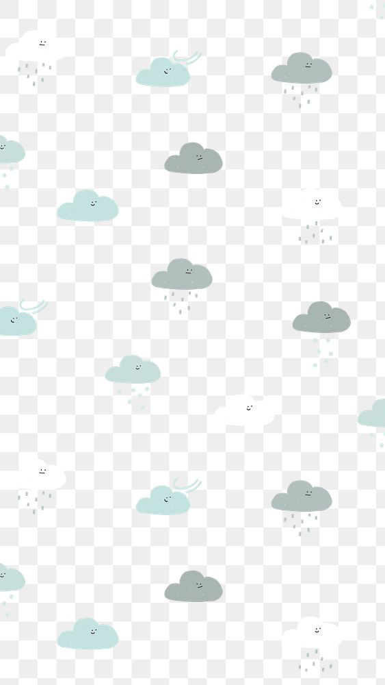 Rainy pattern png cute doodle sticker, transparent background