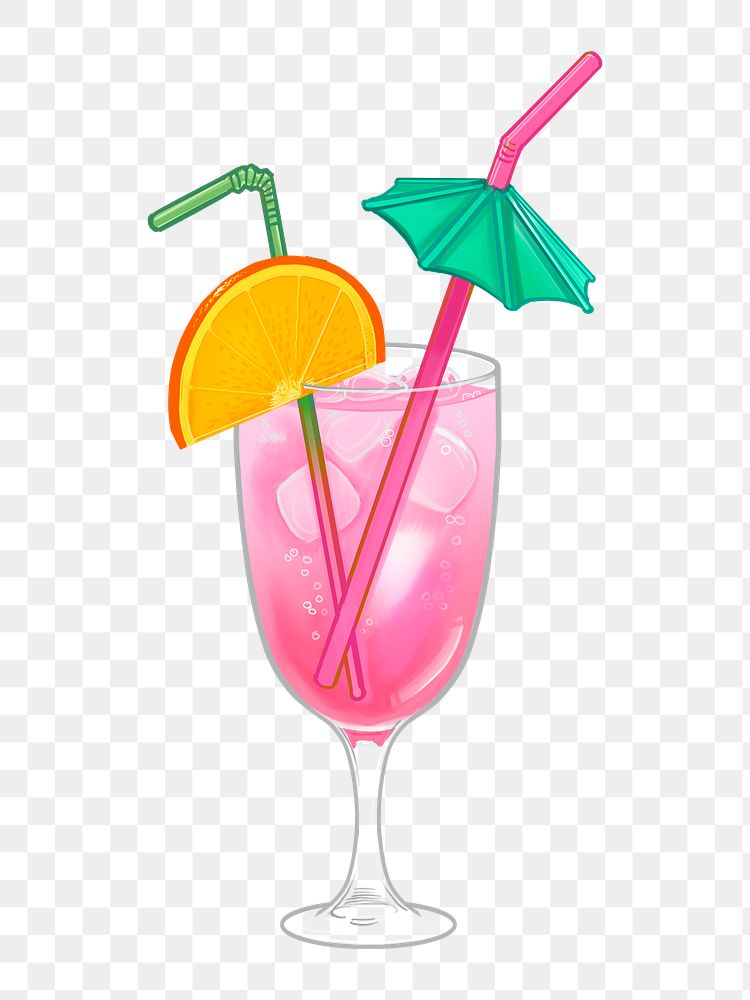 Summer cocktail png illustration sticker, transparent background