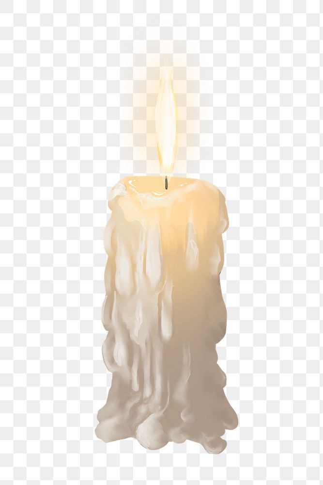 Melting candle png illustration sticker, transparent background