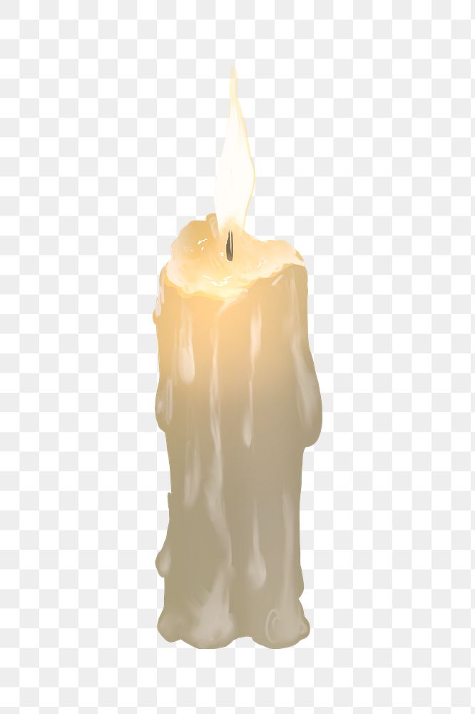 Melting candle png illustration sticker, transparent background