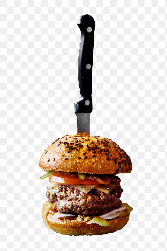 Burger png fast food sticker, transparent background