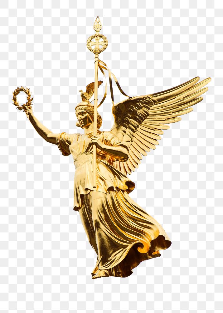 Statue of goddess of Fama  png sticker, transparent background