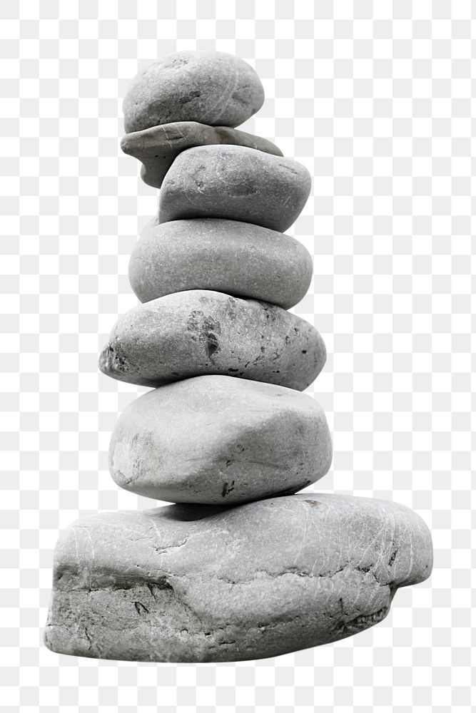 Zen stacked stones png sticker, transparent background