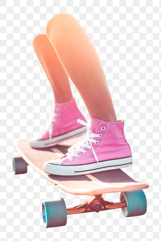 Skateboarding girl png sticker, transparent background