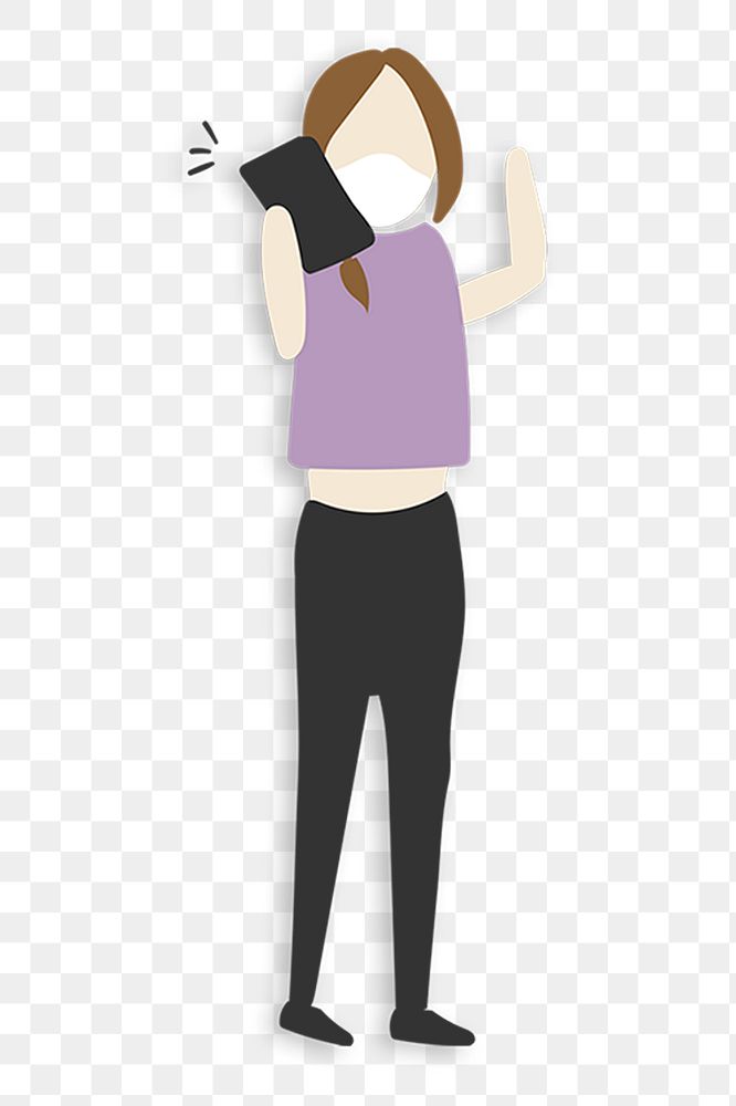 Woman taking png sticker the phone cartoon, transparent background