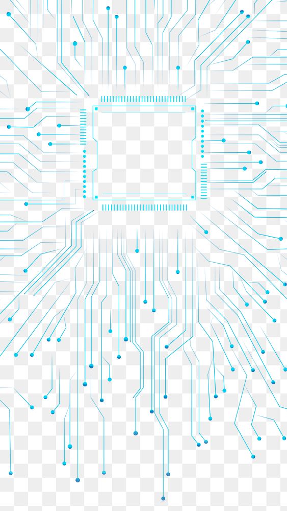 Digital connection png blue circuit board sticker, transparent background