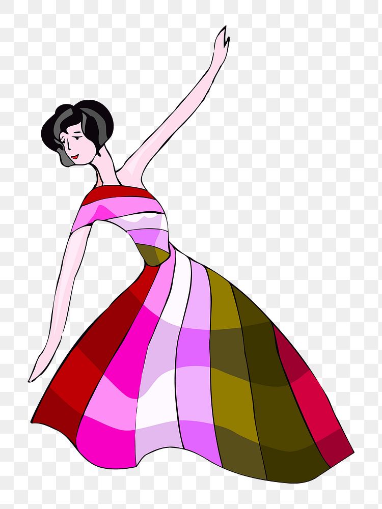 Woman in fancy dress png sticker, transparent background. Free public domain CC0 image.