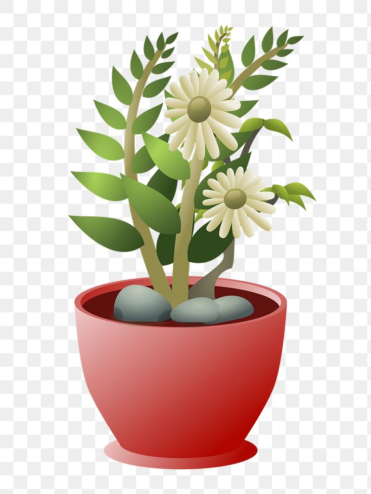 Flower in pot png sticker, transparent background. Free public domain CC0 image.