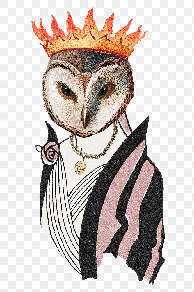 Owl queen png sticker, transparent background
