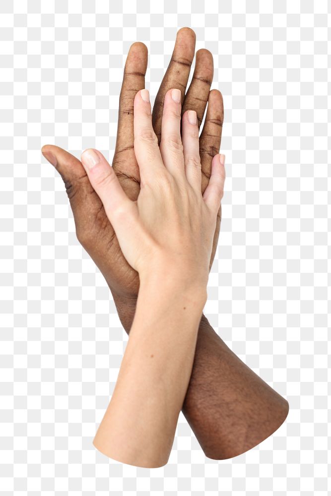 PNG hands together, diversity in love in transparent background