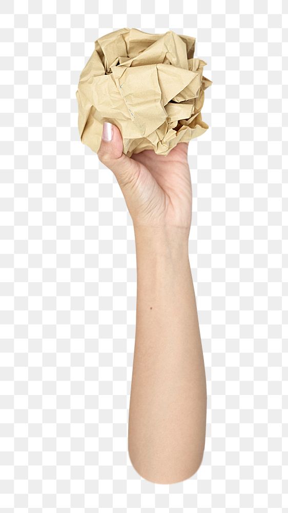 Recyclable png paper, volunteer holding up trash in transparent background