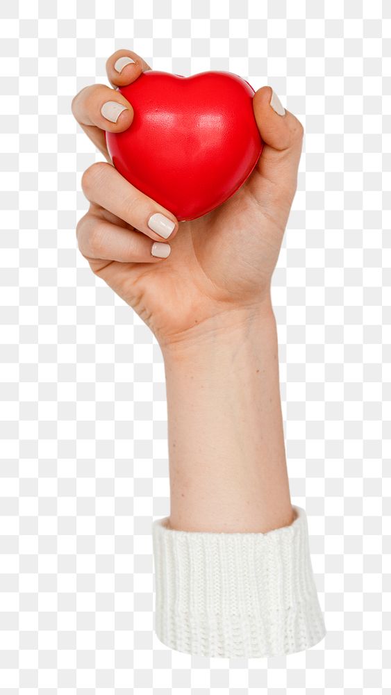Hand holding png heart shaped toy