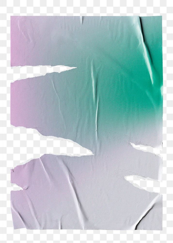 Ripped gradient poster png sticker, transparent background