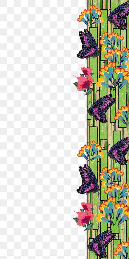 Art deco butterfly png border, transparent background. Remixed from the artwork of E.A. Séguy.