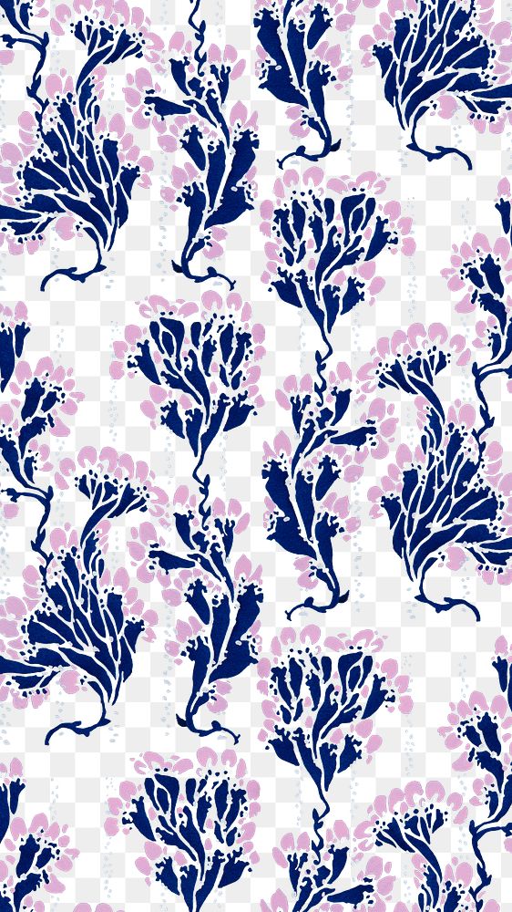 Vintage botanical png pattern, transparent background, remixed from the artwork of E.A. Séguy