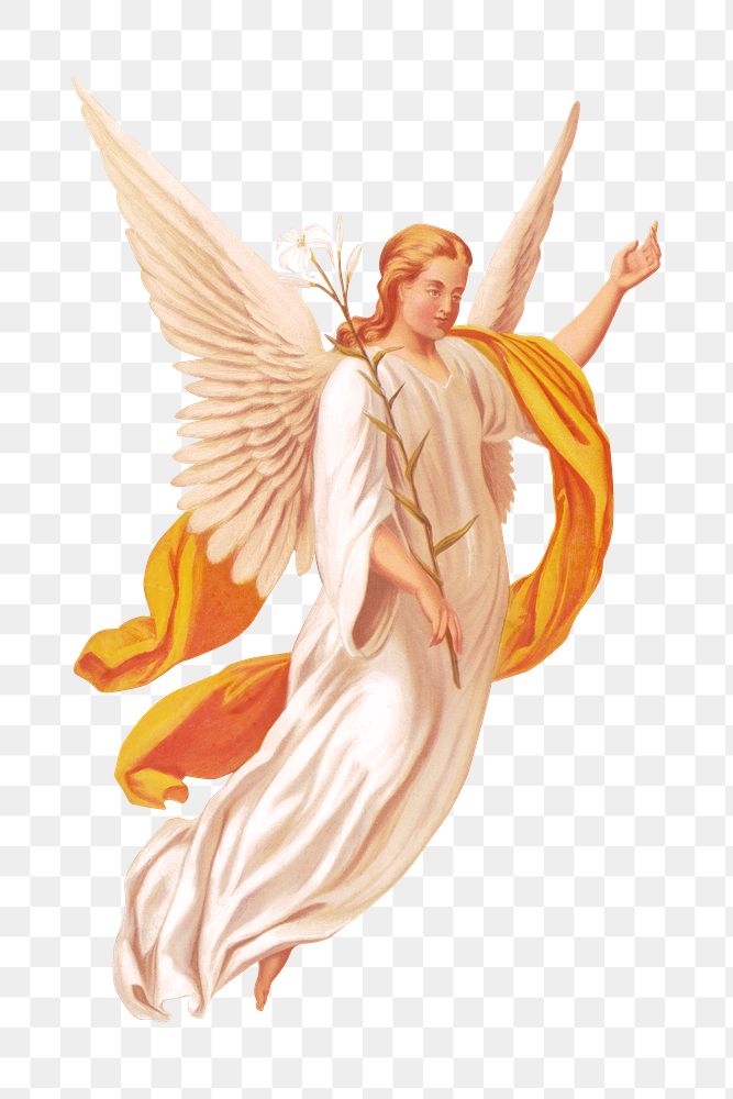 The Annunciation's angel png sticker on transparent background.  Remastered by rawpixel
