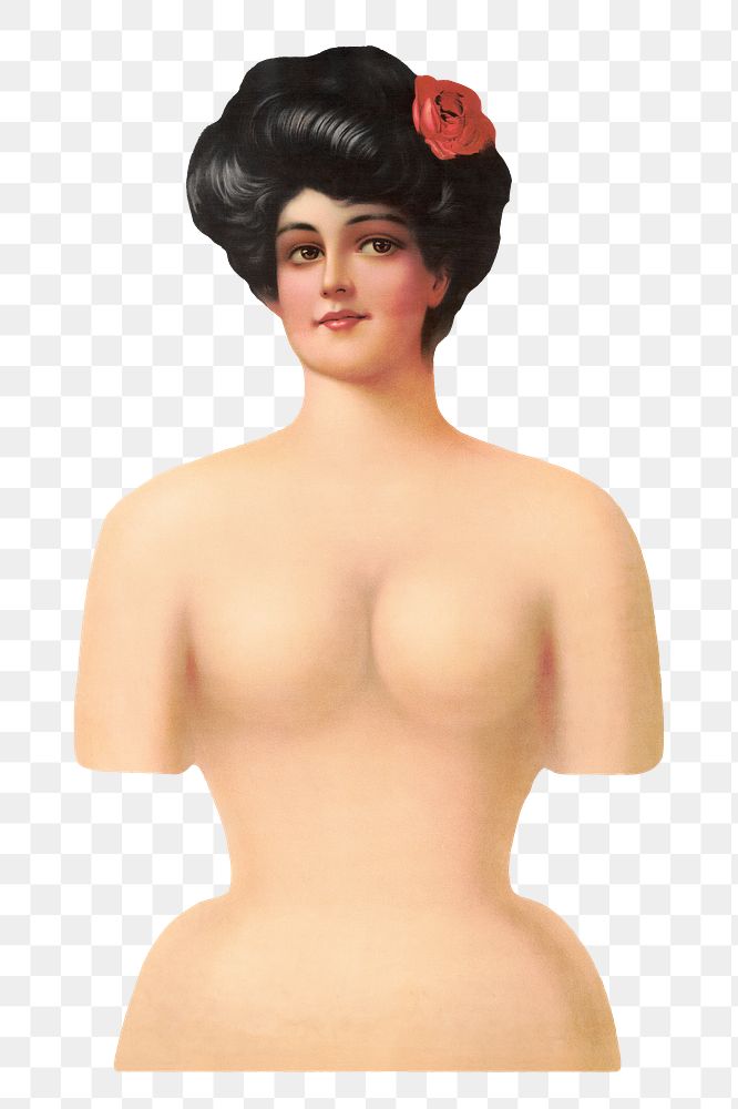 Victorian woman's png body on transparent background.  Remastered by rawpixel