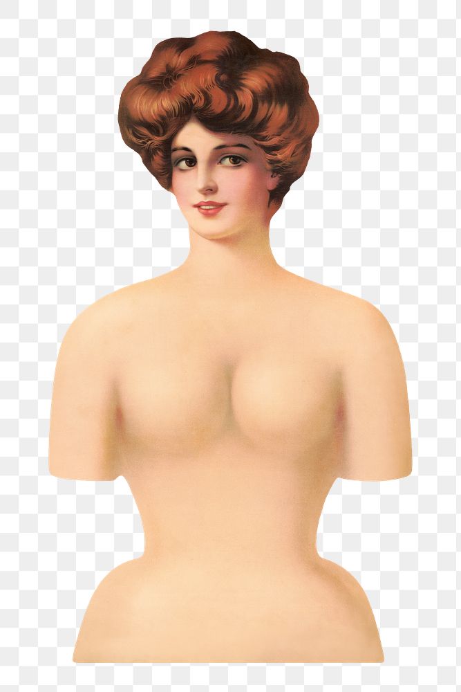 Victorian woman's png body on transparent background.  Remastered by rawpixel