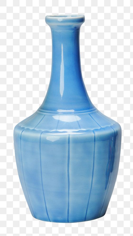 Blue vase png object sticker, transparent background.    Remastered by rawpixel