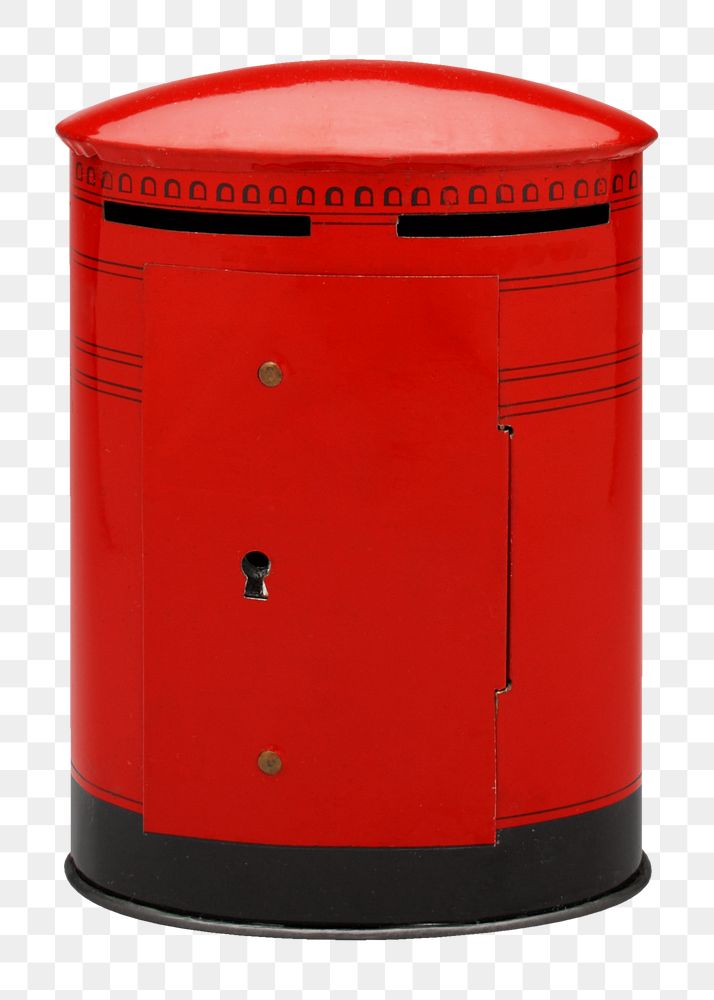 PNG red postbox bank sticker, transparent background.    Remastered by rawpixel