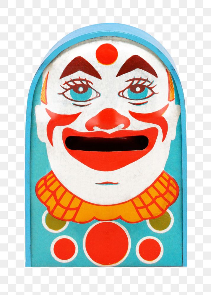PNG clown mechanical bank sticker, transparent background.    Remastered by rawpixel
