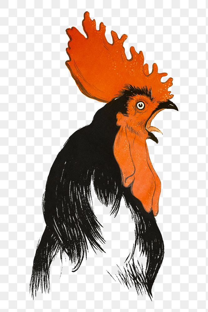 Vintage chicken png portrait on transparent background.   Remastered by rawpixel