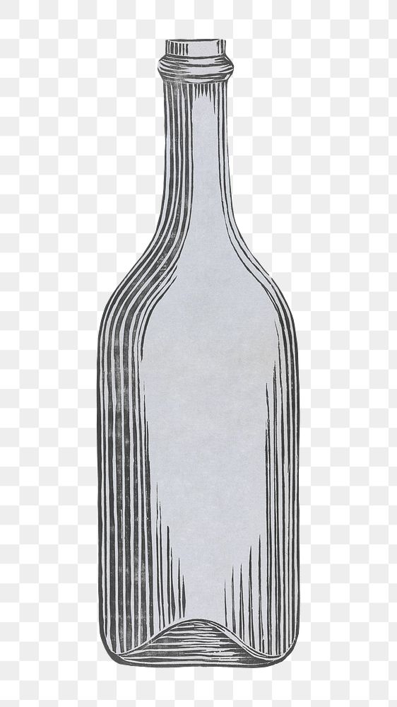 Gray wine bottle png sticker, transparent background.    Remastered by rawpixel